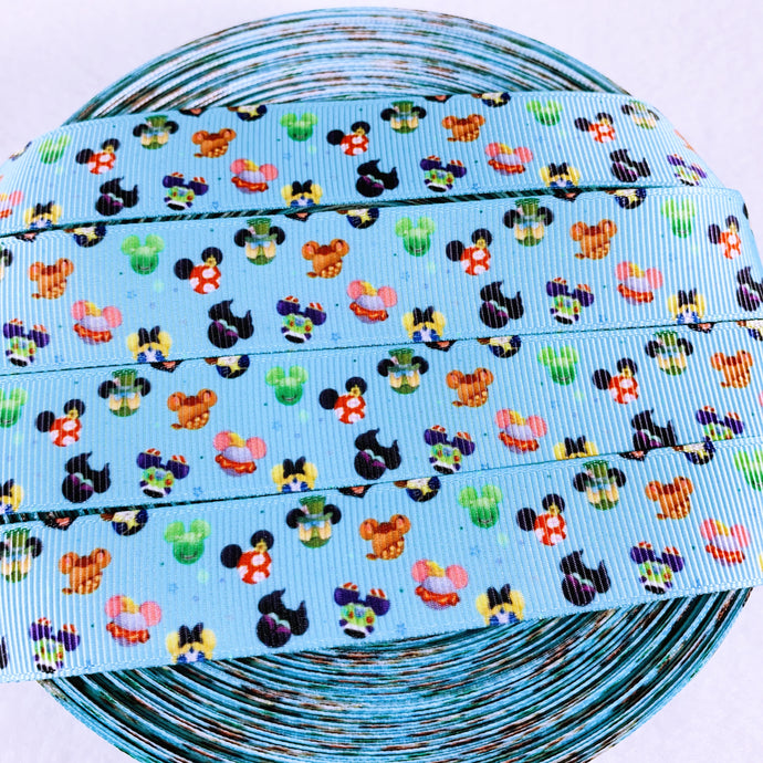 Ribbon by the Yard - Mickey Head Scatter on Teal