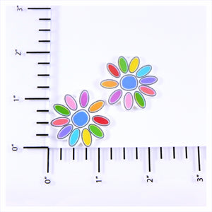 Set of 2 - Planar Resin - Colorful Flower