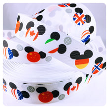 Load image into Gallery viewer, Ribbon by the Yard - World Mickey Heads - Flags - EPCOT
