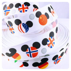 Ribbon by the Yard - World Mickey Heads - Flags - EPCOT