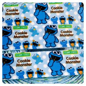 Ribbon by the Yard - Educational Monsters - Cookie Eater